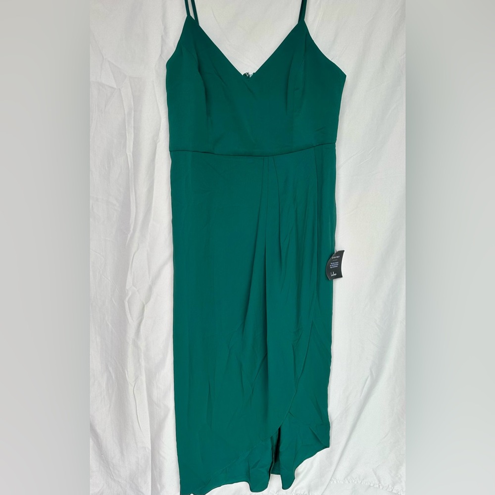 NWT Lulus Reinette Dark Green Midi Dress Large - Picture 3 of 8